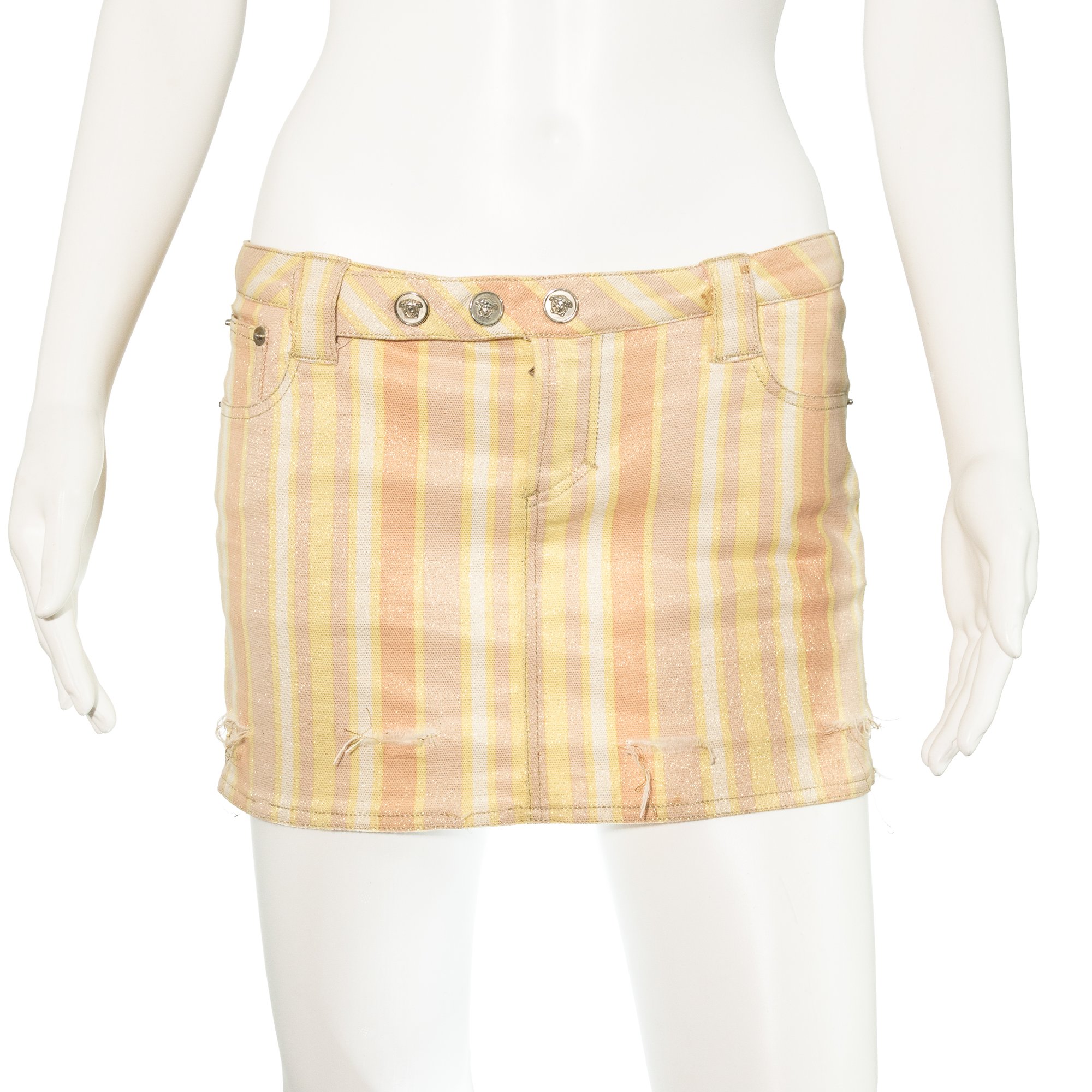 Image of Versace 2003 Lurex Striped Mini Skirt