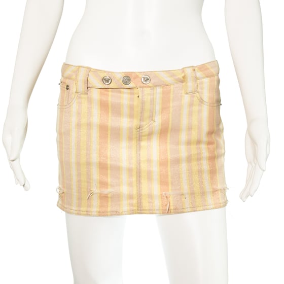 Image of Versace 2003 Lurex Striped Mini Skirt