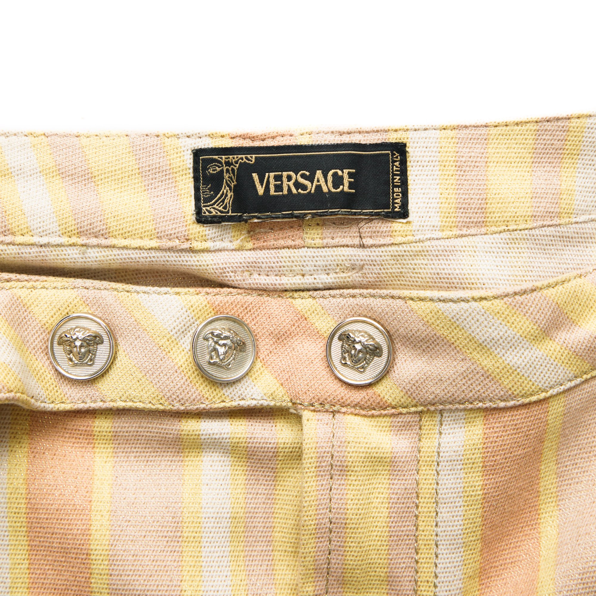Image of Versace 2003 Lurex Striped Mini Skirt