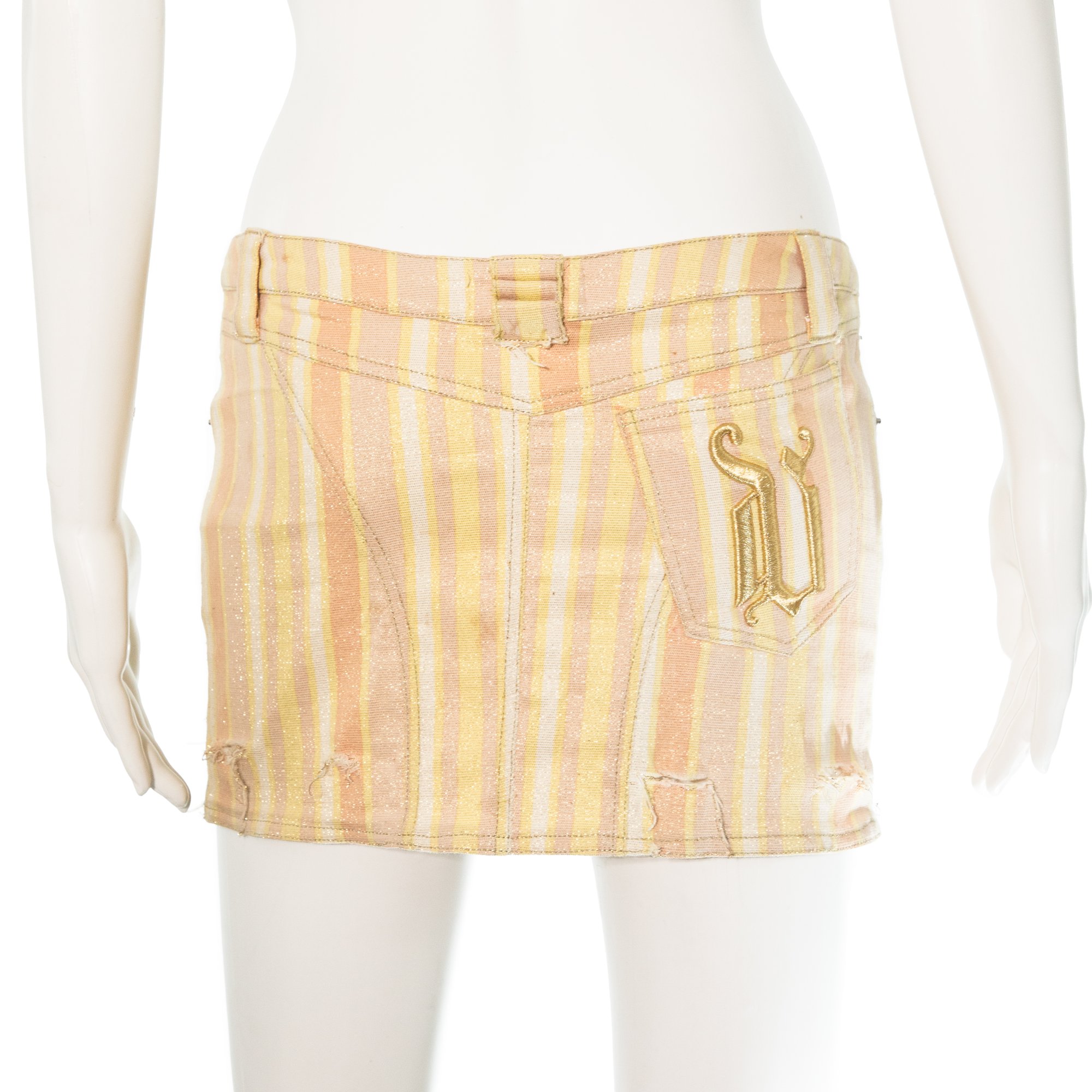 Image of Versace 2003 Lurex Striped Mini Skirt