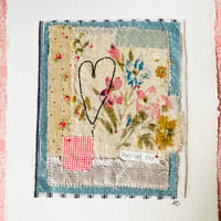 Image 1 of Artwork Wall art - antique textile collage - Perfect day #b