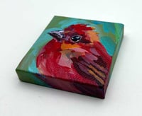 Image 3 of Summer Break – Summer Tanager Tiny painting