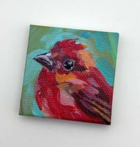 Image 2 of Summer Break – Summer Tanager Tiny painting