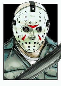 Image 3 of Horror Icons Team-Up A4 (12" x 8") Signed Print Set Comic Style Illustration