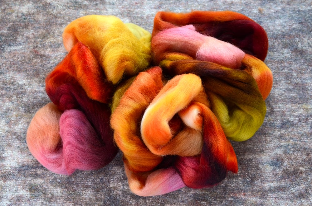 Image of "Take Off" Hand-dyed Corriedale Spinning Fiber - 4 oz.