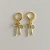 two tone gold droopy bows huggie hoop earrings