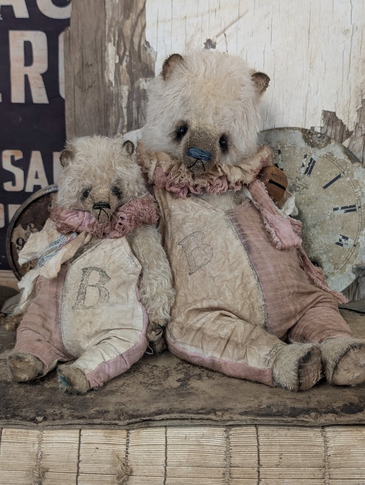 Image of JUMBO 14" -  Vintage- Shabby Cream Teddy Bear in romper - By Whendi's Bears