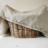 Image 3 of hand stitched tablecloth - natural flax