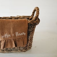 ruffled linen towel - coffee + flowers