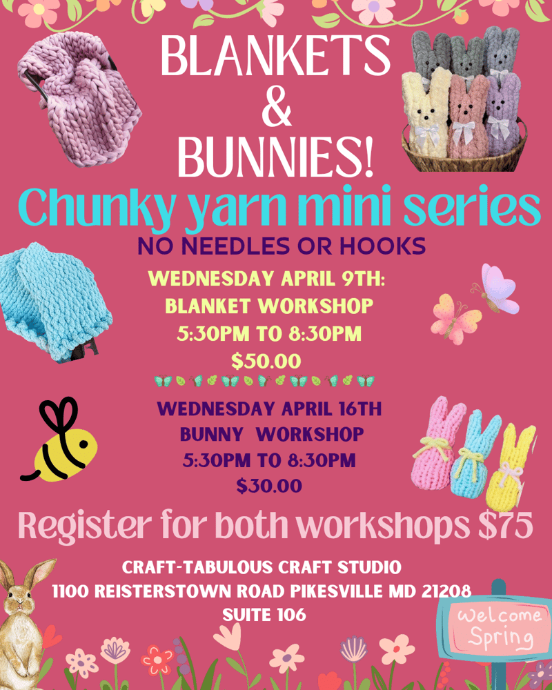 Image of Blankets and Bunnies Chunky yarn mini workshop series 