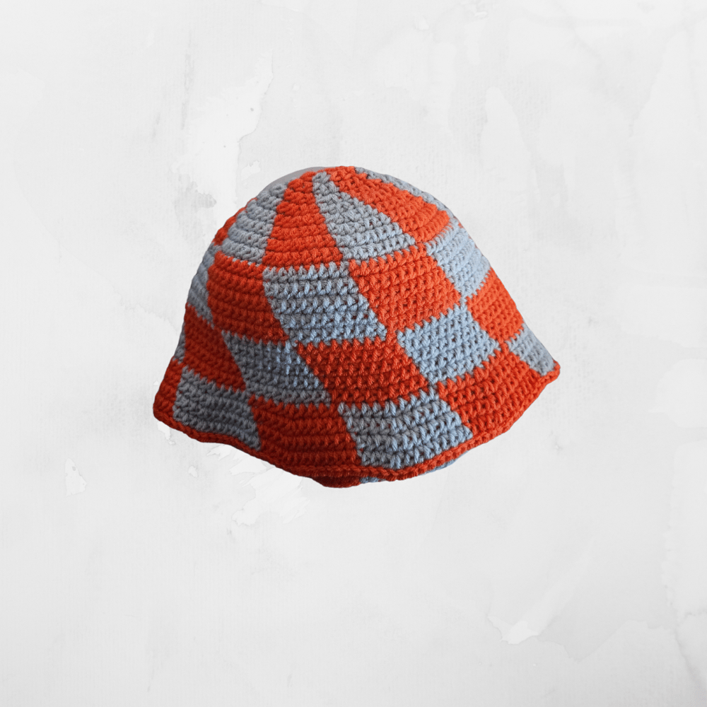 Image of Crocheted Checkered Bucket Hat