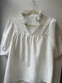 Image 1 of White Puff Sleeve Blouse with Ruffled Collar