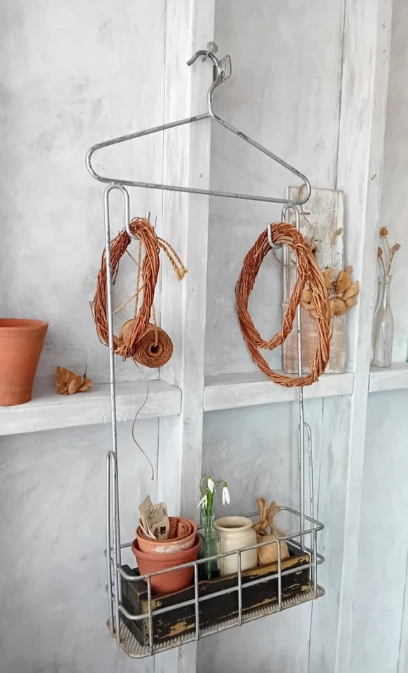 Image of French Vintage 1940s Metal Retail Shop Fittings Display Hanging Garden Room Planter