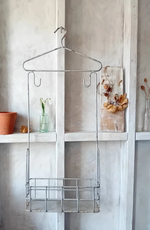Image of French Vintage 1940s Metal Retail Shop Fittings Display Hanging Garden Room Planter