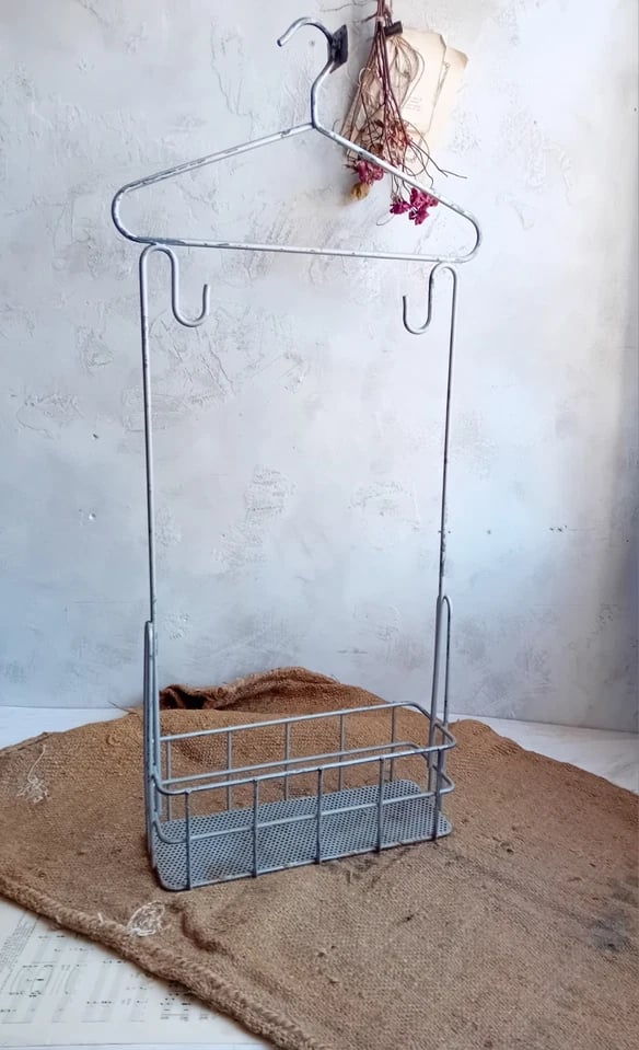 Image of French Vintage 1940s Metal Retail Shop Fittings Display Hanging Garden Room Planter