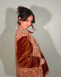 Image 3 of Blouse tapisserie et velours marron