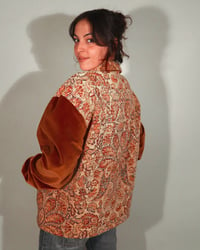 Image 4 of Blouse tapisserie et velours marron