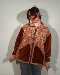 Image 1 of Blouse tapisserie et velours marron