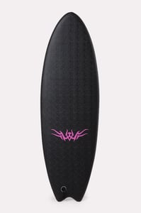 Image of DRAG x EPOKHE 5'6 THRUSTERB <BR> BLACK /BADBOY PINK FLAMEWORK