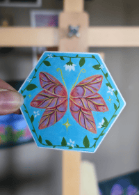 Image 2 of Pink and orange fairy wings sticker 
