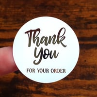 Image 3 of 35x Foiled Thank You For Your Order 37mm Circle Stickers