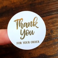 Image 2 of 35x Foiled Thank You For Your Order 37mm Circle Stickers