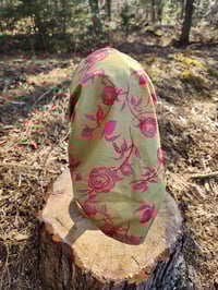 Image 1 of Cotton Tichel in Avocado & Rose