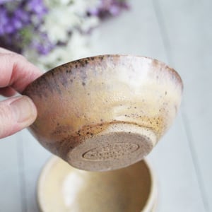 Image of Three Rustic Prep Bowls in Milk and Honey Glaze, Handcrafted Small Bowls, Made in the USA