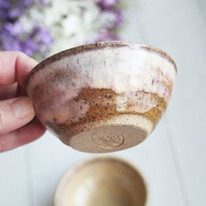 Image of Three Rustic Prep Bowls in Milk and Honey Glaze, Handcrafted Small Bowls, Made in the USA