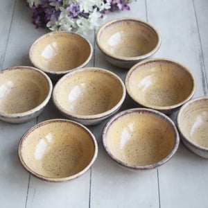 Image of Three Rustic Prep Bowls in Milk and Honey Glaze, Handcrafted Small Bowls, Made in the USA