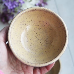 Image of Three Rustic Prep Bowls in Milk and Honey Glaze, Handcrafted Small Bowls, Made in the USA