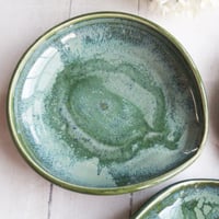 Image 5 of Large Stoneware Spoon Rest in Textured Green Glaze Handmade in USA