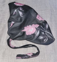 Image 3 of Linen Tichel in Slate with Peonies