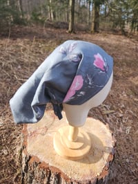 Image 4 of Linen Tichel in Slate with Peonies