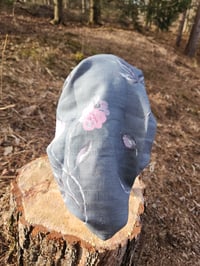 Image 2 of Linen Tichel in Slate with Peonies