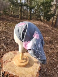 Image 1 of Linen Tichel in Slate with Peonies