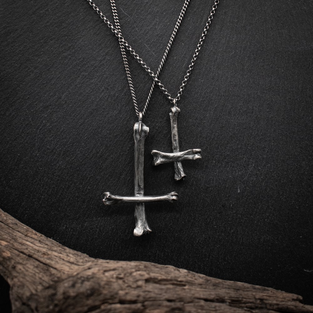 Image of Silver Bone Cross Necklace