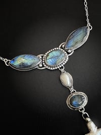 Image 2 of Labradorite with Pearl Cross Necklace