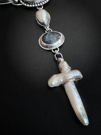 Image 3 of Labradorite with Pearl Cross Necklace