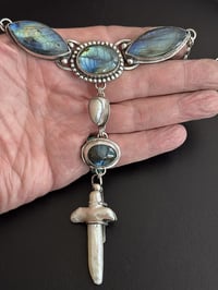 Image 4 of Labradorite with Pearl Cross Necklace