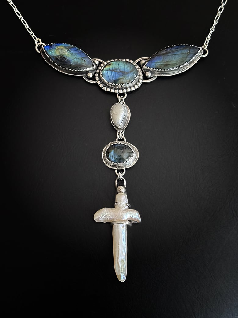 Image of Labradorite with Pearl Cross Necklace