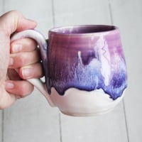 Image 4 of Beautifully Glazed Purple, Pink and White Pottery Mug, Made in USA
