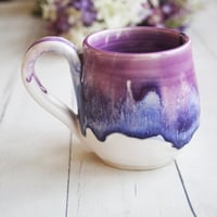 Image 1 of Beautifully Glazed Purple, Pink and White Pottery Mug, Made in USA