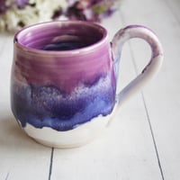 Image 2 of Beautifully Glazed Purple, Pink and White Pottery Mug, Made in USA