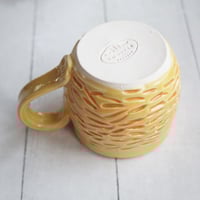 Image 10 of "Glory to God" Hand Carved Mug in Yellow and Orange Glazes, Handmade Coffee Cup, Made in USA