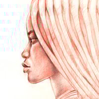 Image 2 of Original drawing - "Profil Himba" - Namibie - 48x68 cm