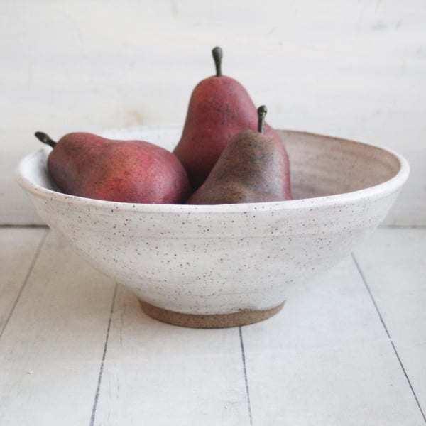 Image of Reserved for Michelle - Stoneware Speckle Serving Bowl in Matte White Glaze, Made in USA