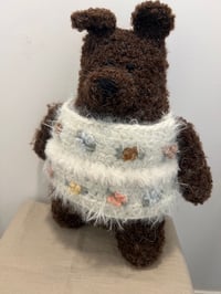 Image 2 of Handmade Mega Bear Chocolate Brown with Flower Vest