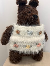 Image 3 of Handmade Mega Bear Chocolate Brown with Flower Vest