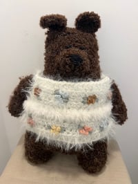 Image 1 of Handmade Mega Bear Chocolate Brown with Flower Vest